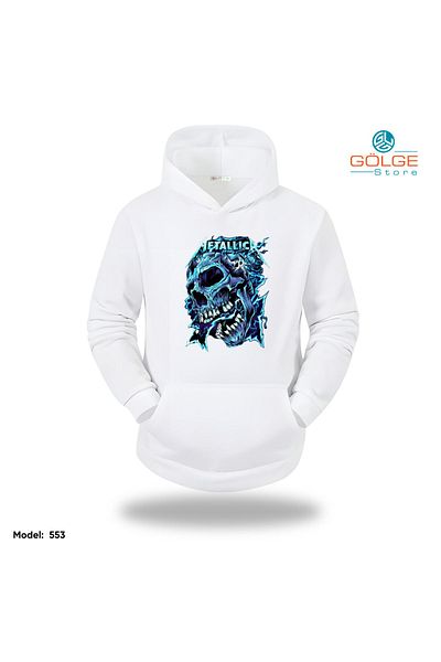 Gölge Store Metallica Chest Printed Oversize Unisex Hooded Sweatshirt