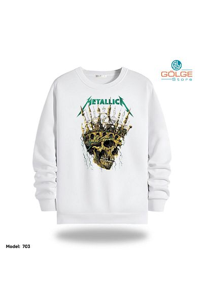 Gölge Store Φούτερ Unisex με στάμπα στήθους MeTalliCa Slimfit Crew Neck 2 κλωστών