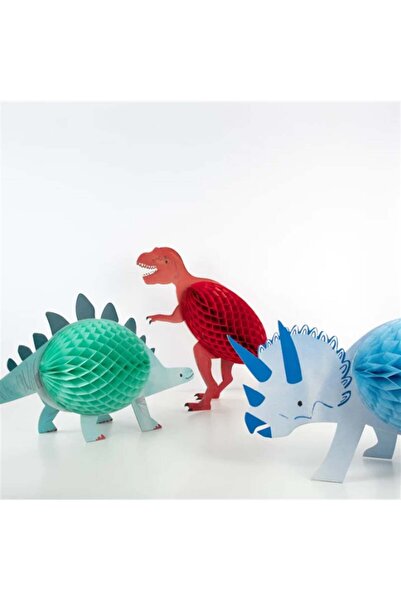 Meri Meri - Honeycomb Dinosaur Decorations - Petek Dinozor Dekorlar - 3lü