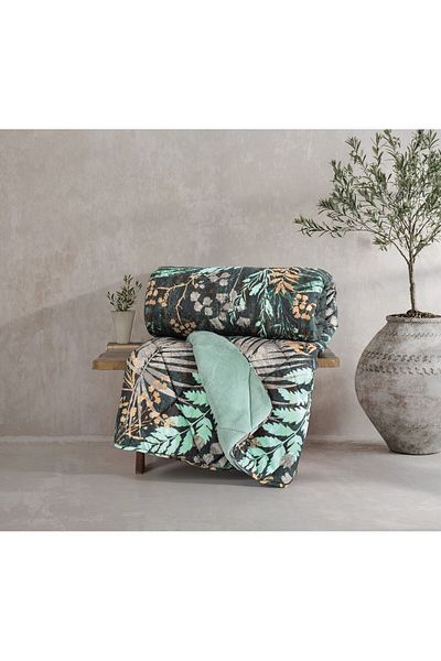 Cotton Box Cuvernă dublă din catifea Clorasa Mint 195x215 cm