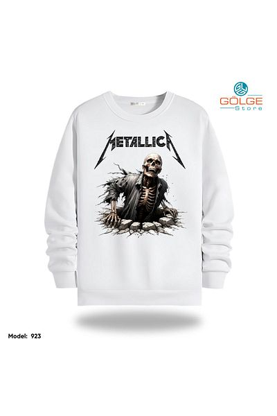 Gölge Store Унисекс суитшърт с принт на гърдите на Metallica, тесен, кръгло деколте и 2 нишки