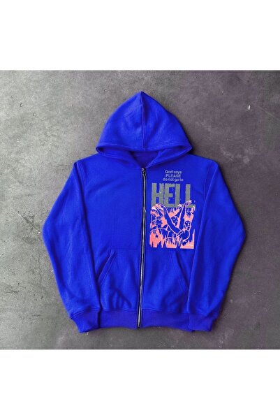 MAYDAY CULTURE Blue jacket unisex regular fit straight cut unisex Printed