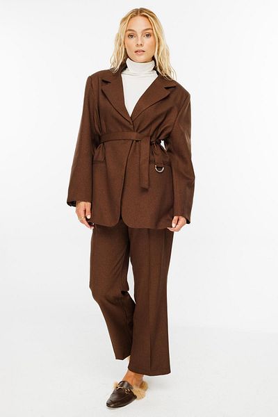 Hooopstore Jachetă Blazer Premium Maro - Detaliu curea