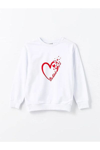 LC Waikiki Φούτερ LCW Kids Girl's ανοιχτό ροζ με λαιμόκοψη