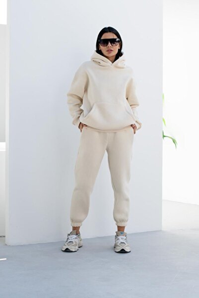 YAKAMEL Women's Unprinted Thick Winter Stretchy Elastic Waist Hooded Kangaroo...