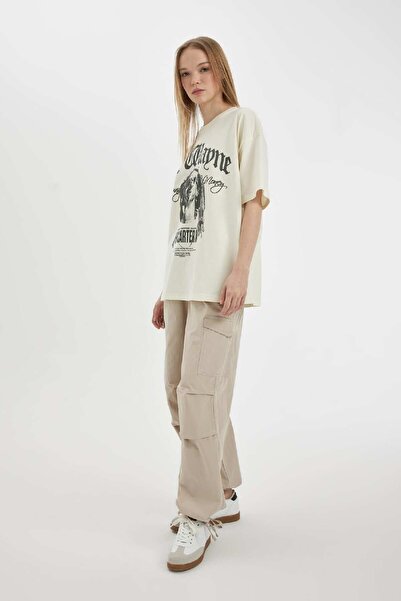 DeFacto Coool Paraşüt Poplin Pantolon Basic Düz Cepli Beli Lastikli A6266ax24sp