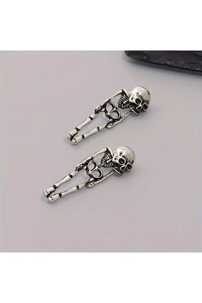 LRS STORE Metal Skeleton Pattern Gothic Punk Earrings - for Halloween