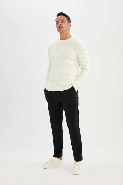 DeFacto Standard-Passform, normaler Schnitt, Rundhalsausschnitt, Jacquard-Strickpullover, A5234ax24wn