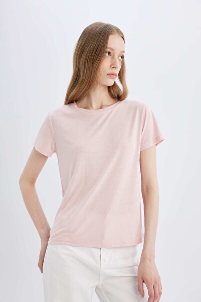 DeFacto Μπλουζάκι με κοντό μανίκι με κανονική εφαρμογή με λαιμόκοψη W7299AZNS