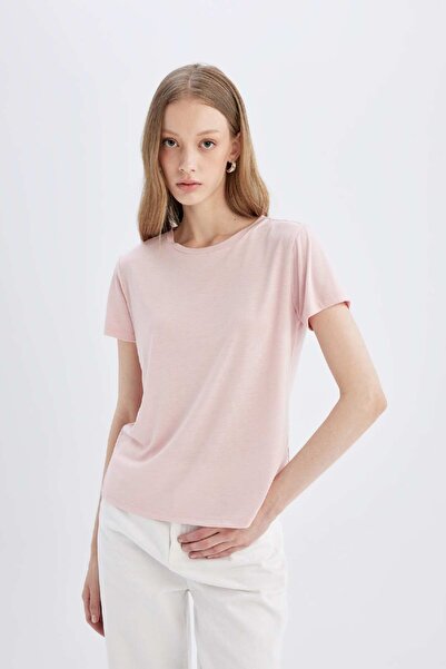 DeFacto Μπλουζάκι με κοντό μανίκι με κανονική εφαρμογή με λαιμόκοψη W7299AZNS