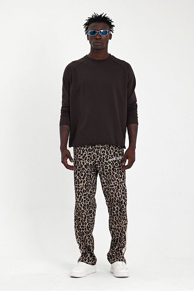 Soho Mood Ανδρικό μπλουζάκι Oversize βαμβακερό μακρυμάνικο καφέ - Dirty Collar