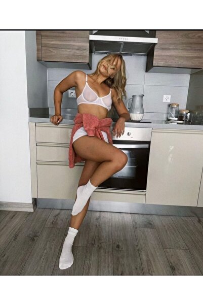 LORE SORTA LINGERIE Kadın Tül Brode Basıc Bralette Alt Üst Tanga Sütyen Takımı