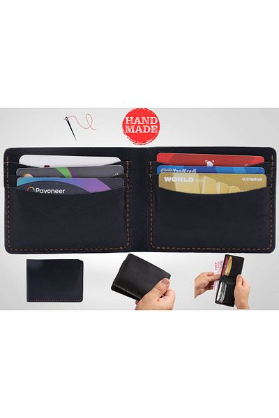 Bakani Leather Handmade Genuine Leather Wallet, Men's Real Leather Wallet, Card Holder and Paper Money Compartment