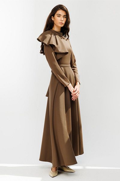 Hooopstore Φόρεμα Draped Scuba Coffee