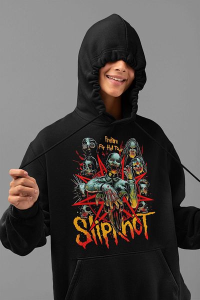 SEVBANO Slipknot Printed Unisex Oversize Music Group Hoodie