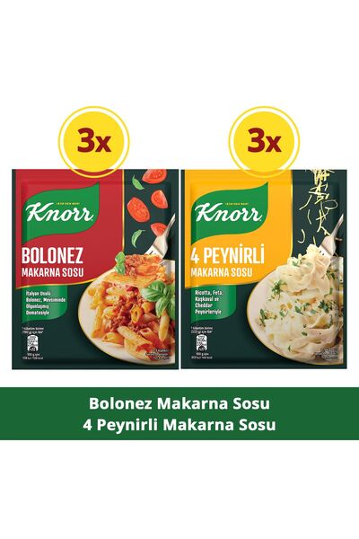 Knorr Bolonez Makarna Sosu 45g x3 + 4 Peynirli Makarna Sosu 50g x3