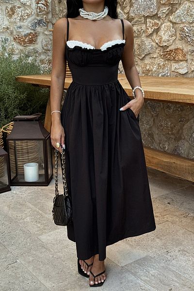 Eyyo Madella Midi Black Dress - Ate-1382