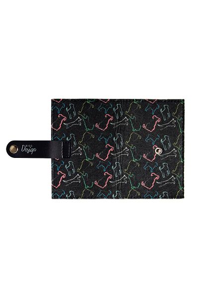Biggdesign Dogs Black Felt Passport Cover
