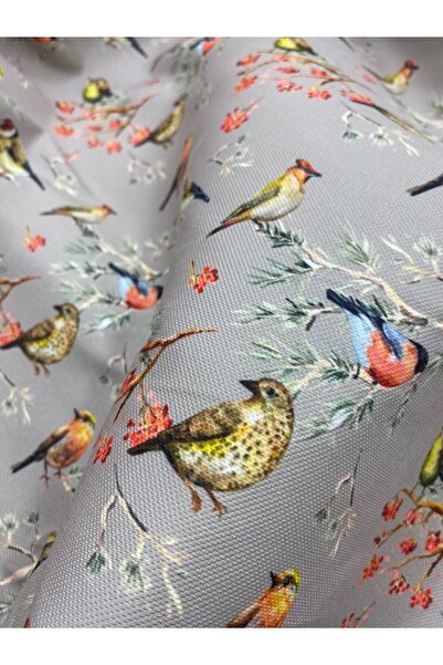 Favor Sonbahar Kuş Desenli Kumaş