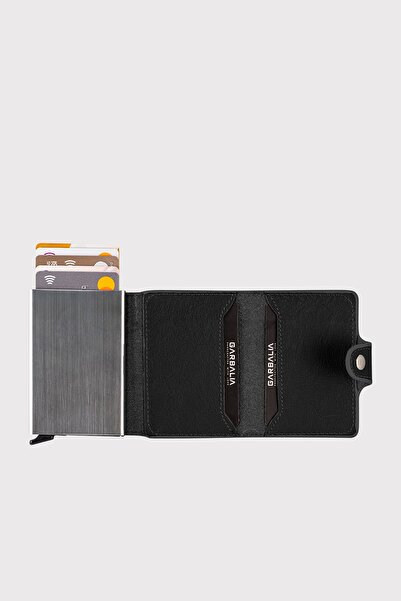 Garbalia Πορτοφόλι Bern Natural Black Γνήσιο Δερμάτινο Λεπτό Πορτοφόλι με Μηχανισμό Κάρτας