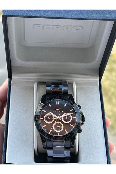 FERRO 30 Mt Waterproof Men's Wristwatch - Steel Cord, Functions with Calendar, Efm11468-Xg
