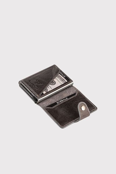 Garbalia Πορτοφόλι Bern Mechanism Γνήσιο Δερμάτινο Crazy Grey Slim θήκη για κάρτες