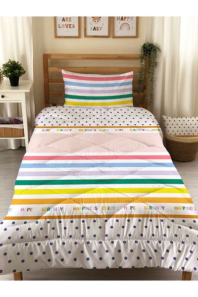 Evmila Double Sided Patterned Quilted Quilt - Single Sleeping Set - Sheetless