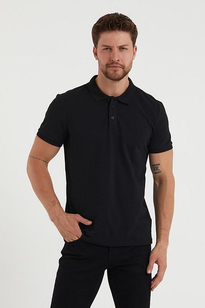 Polo State Ανδρικό μπλουζάκι Polo Neck Regular Fit 3 τεμαχίων Μαύρο-Μαύρο-Λευκό