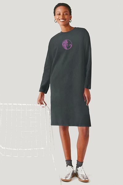 ROCKANDROLL Φόρεμα Balance Cats Anthracite Above Knee Μεσαίο Φούτερ Relax