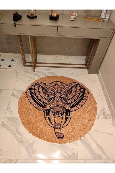 kilim home Boho 941 Jute Straw Ethnic Patterned Jute Knitted Natural Straw Na...