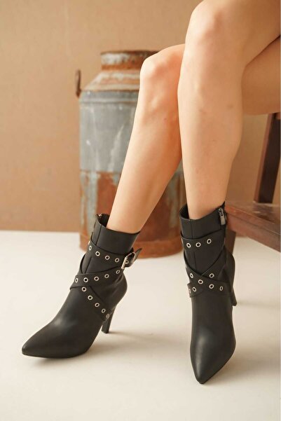 Shu Mhu KADIN ÇİVİ TOPUK KEMERLİ SİVRİ BURUN BOT