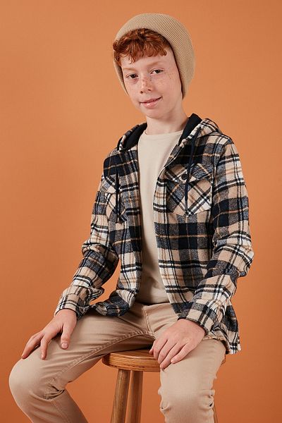 Lela Winter Boy's Shirt - Plaid, Hoodie and Pocket Cf24W81779