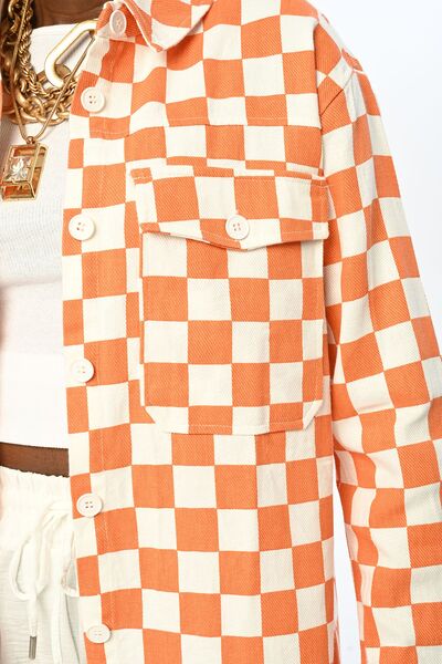 Orfeo Negro Πορτοκαλί βαμβακερό μπουφάν Gabardine με σχέδιο σκακιέρας