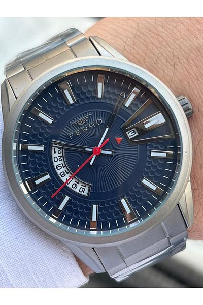 FERRO 30 Mt Water Resistant Men's Wristwatch - Steel Cord, Calendar Dial, Efm11911-Bg