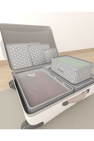 HOMELİFE EV TEKSTİL 1 Quality Polka Dot Decorative Stylish 6 Piece Suitcase Organizer