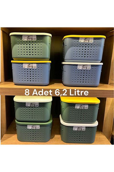 Bayev 8 Pieces 6.2 Liter Multi-Purpose Closet Organizer Box with Bubble Lid