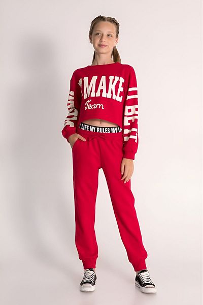 DMB BOYS & GIRLS Girl's Crop 3-Piece Set - Strappy Crop Body and Boxer Detailed Sweatpants