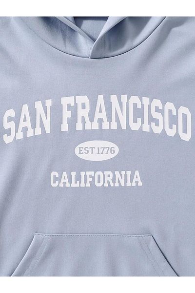 GLOWES Hanorac cu glugă supradimensionat pentru copii, unisex, din bumbac, imprimat cu 3 fire Sanfrancisco