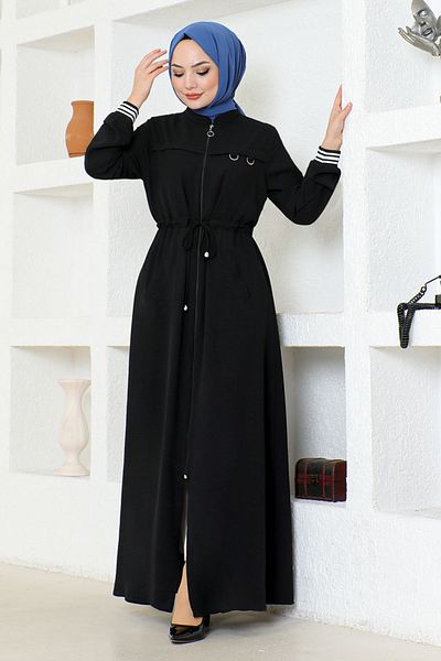 ModaMerve Black Zippered Cap - Tab7009