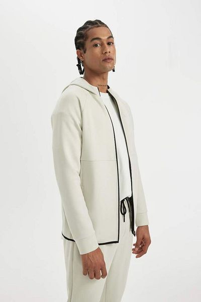 DeFacto Ζακέτα Skuba Diver Slim Fit Stone Color - με φερμουάρ