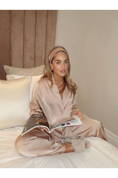 atn store 100% Fine Mulberry Silk Satin Boby Silk Women's Pajamas Set