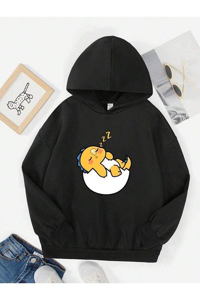 GLOWES Детски суитшърт с качулка и шарка Egg and Ejer