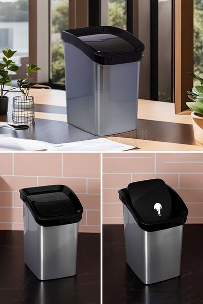KaktüsKedi Σετ βούρτσας WC με κάδο απορριμμάτων Metal Look, Σετ μπάνιου με κάδο απορριμμάτων βούρτσας τουαλέτας
