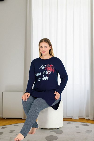 Lady Lingerie Battal Size Long Sleeve Cotton Women's Set