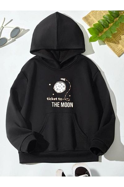 GLOWES Детски суитшърт с качулка и щампа Black Moon Oversize