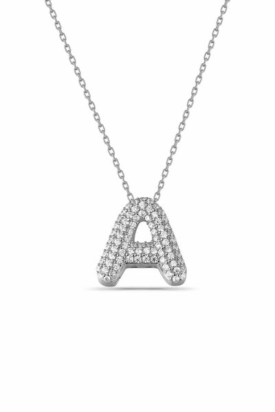 Karem Jewellery Zirkon Taşlı A Harfi Kolye Gümüş Kaplama Kadın