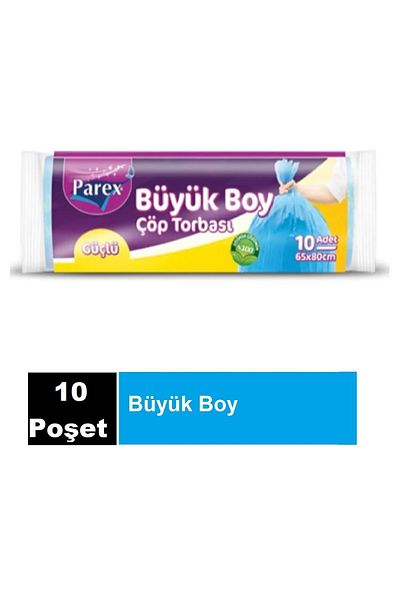 Parex Strong Garbage Bag Large Size 65 X 80 cm 10 Pieces - Blue X 10 Pack