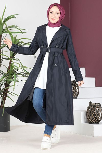 ModaMerve Navy Blue Belted Cap - Msl5963