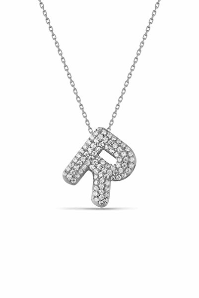 Karem Jewellery Zirkon Taşlı R Harfi Kolye Gümüş Kaplama Kadın