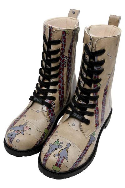 Dogo Vegan Leather Cream Μακριές Γυναικείες Μπότες με φερμουάρ - Sky-high Love Design